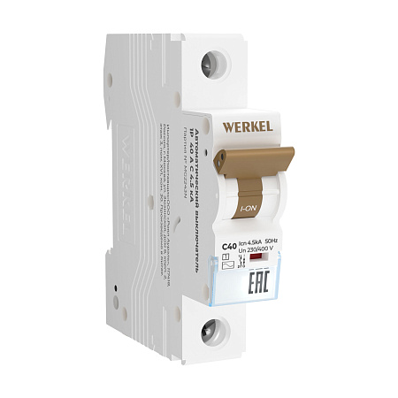 Автоматический выключатель 1P 40 A C 4,5 кА Werkel W901P404 (a062491)