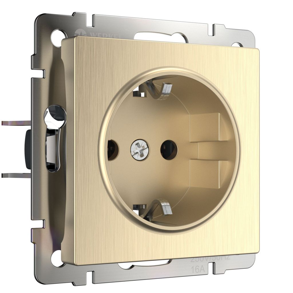 Розетка с заземлением шампань рифленая Werkel W1171010 4690389160325 a051434