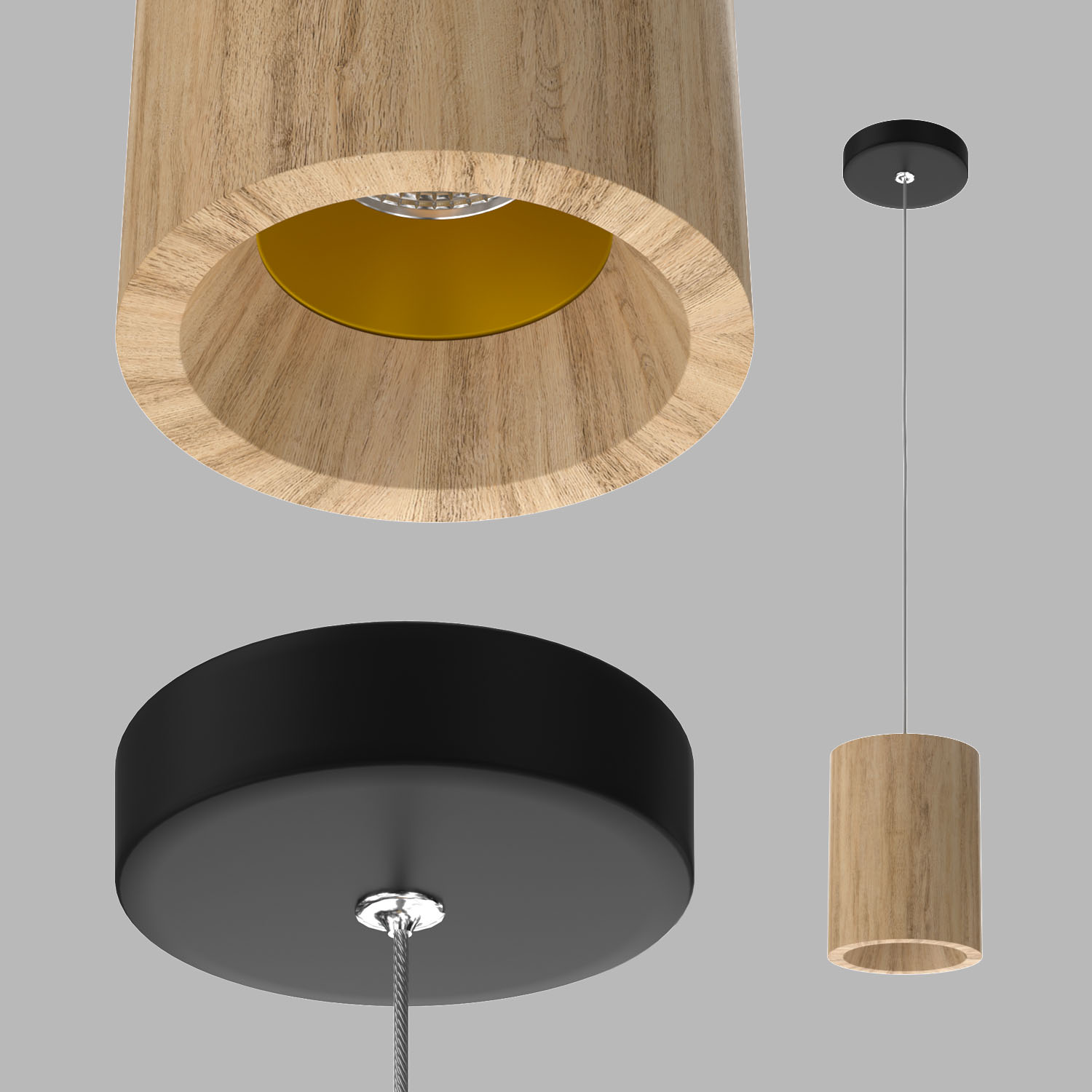 Светильник подвесной светодиодный Ledron Wooden-Glass-Gold