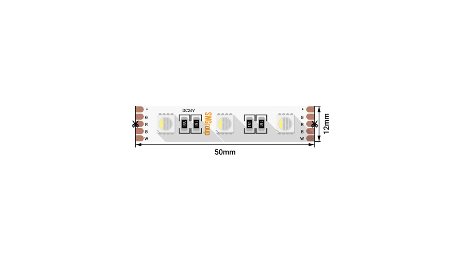 Светодиодная лента 3М 19,2Вт/м 24V IP20 SWG SWG560-24-19.2-RGBWW-M