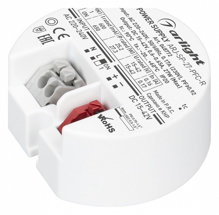 Блок питания 27Вт 15-42В IP20 Arlight ARJ-SP 048772