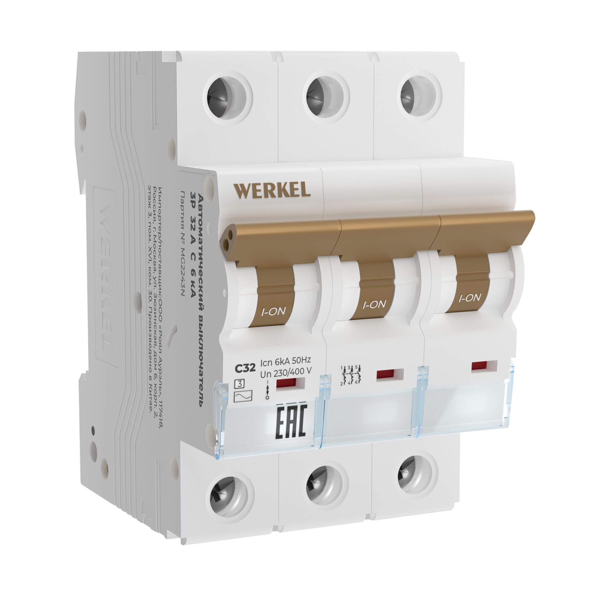 Автоматический выключатель 3P 32 A C 6 kА Werkel W903P326 (a062552)