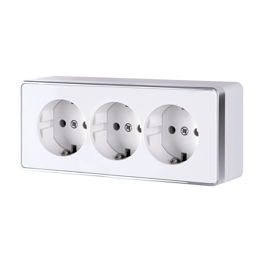 Розетка тройная с заземлением и шторками белая Werkel Gallant W5073101 4690389163913 a051594
