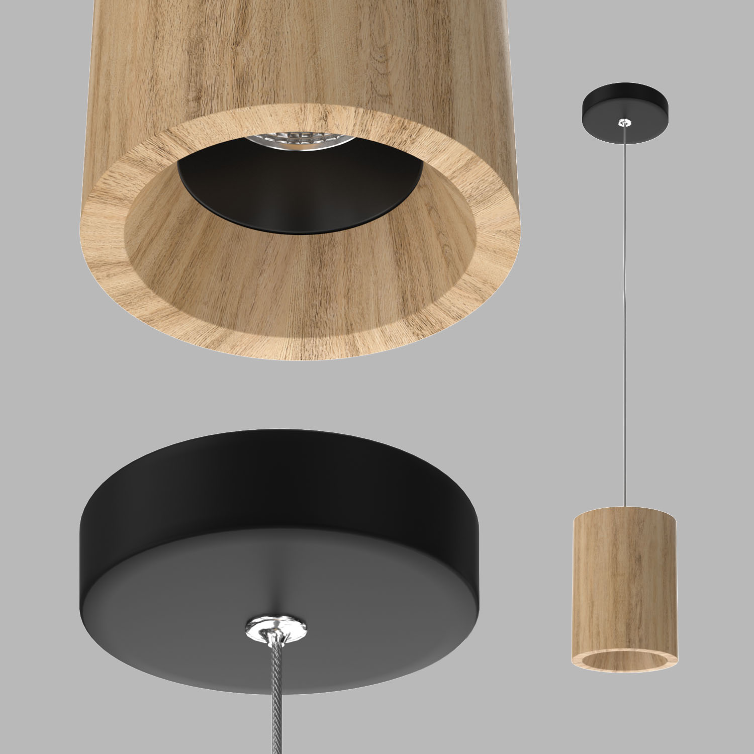 Светильник подвесной светодиодный Ledron Wooden-Glass-Black