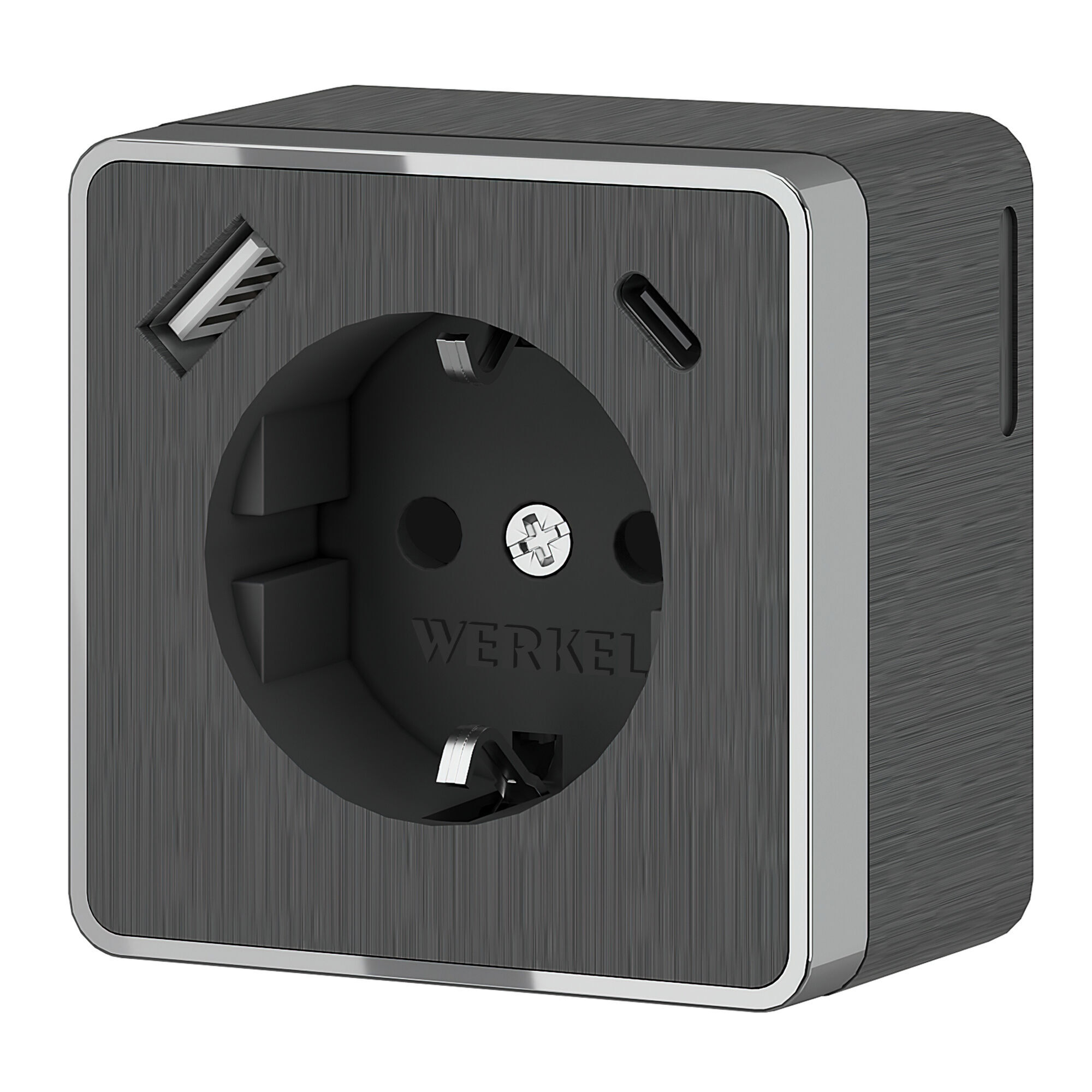 Розетка с заземлением, шторками и USB тип A+C Gallant (графит рифленый) Werkel W5071704