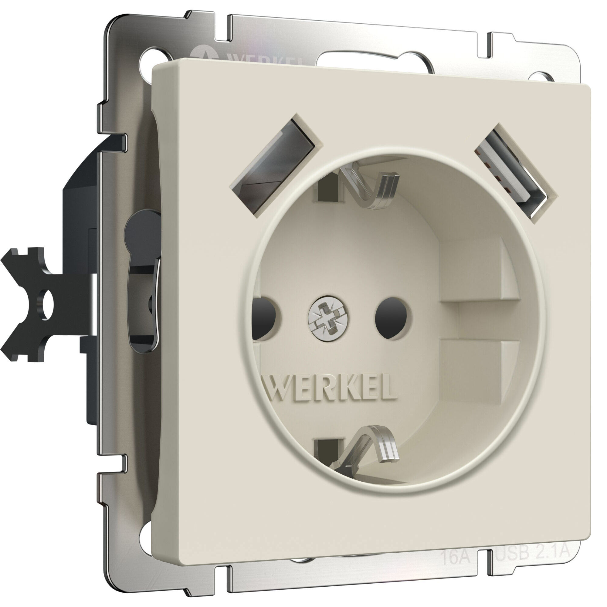 Розетка с заземлением, шторками и USBх2 Werkel W1171562 (a062426)