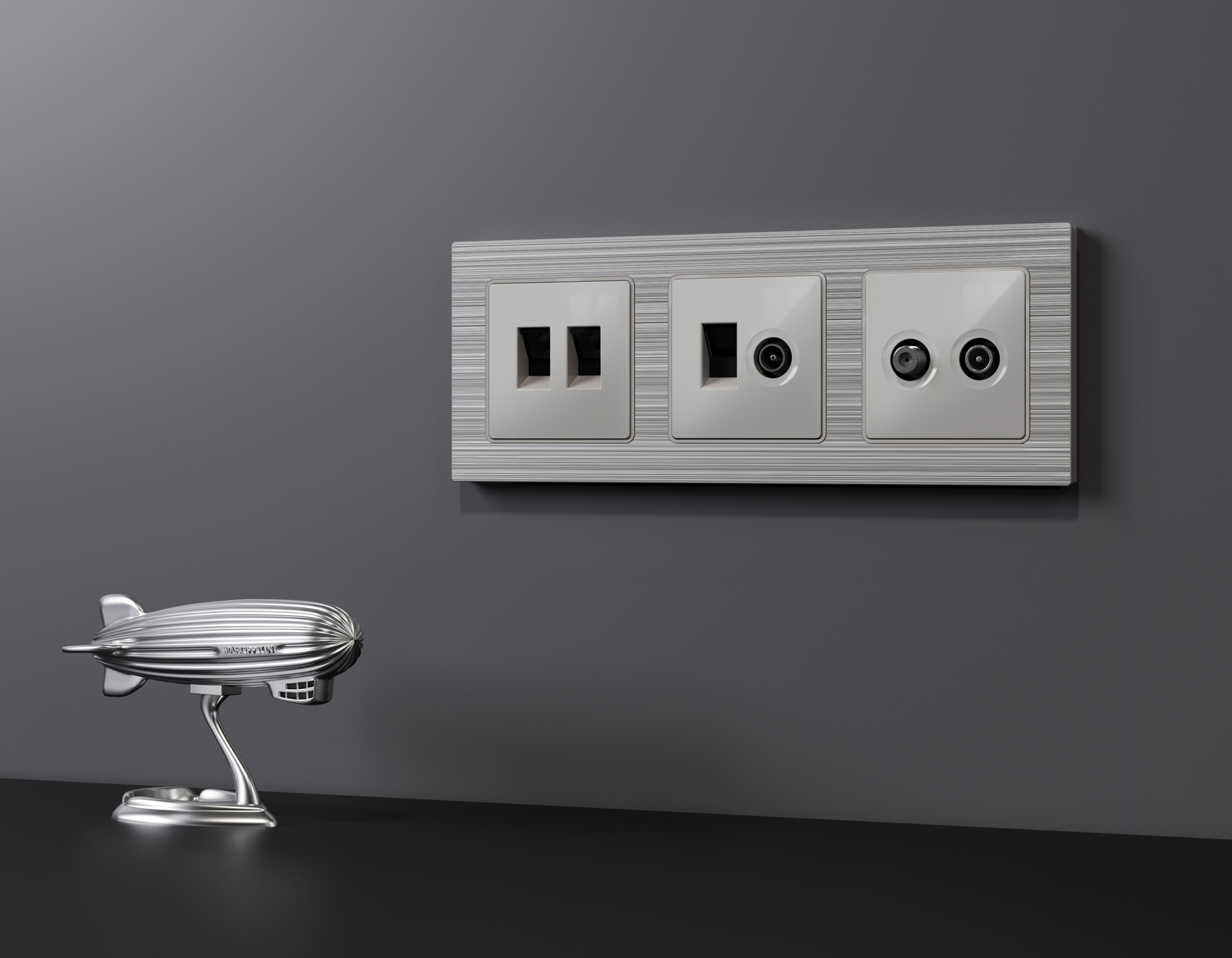 Лицевая панель ALFA для компьютерной/телефонной двойной розетки Ambrella Volt ALFA AP4121