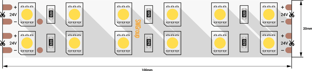 Светодиодная лента 3М 28,8Вт/м 24V IP20 SWG SWG5120-24-28.8-W-M