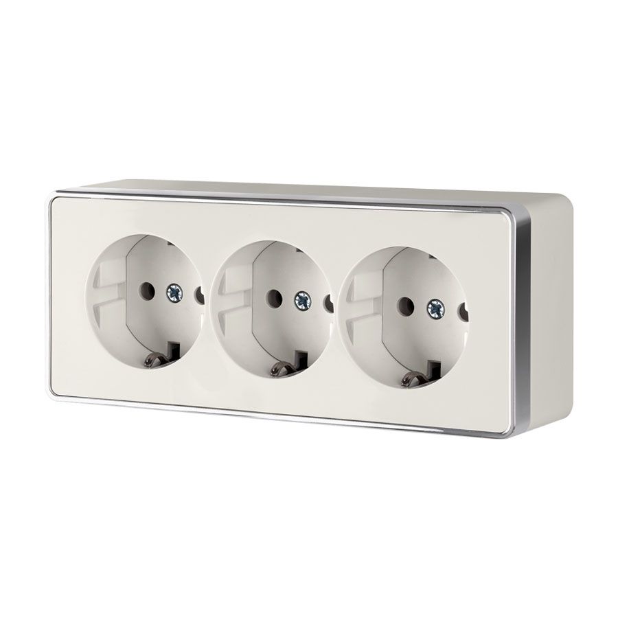 Розетка тройная с заземлением и шторками слоновая кость Werkel Gallant W5073103 4690389163906 a051554