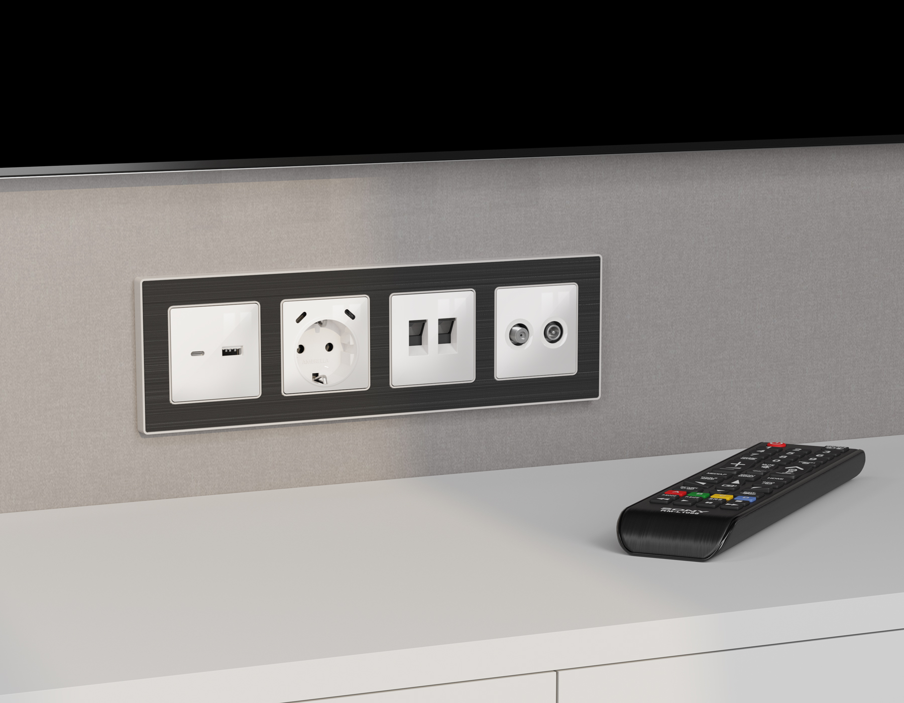 Лицевая панель ALFA для компьютерной/телефонной двойной розетки Ambrella Volt ALFA AP1121