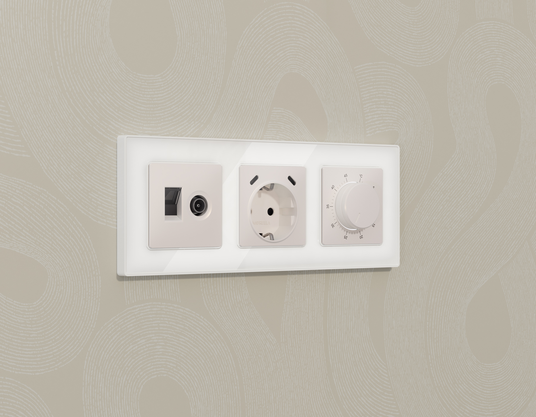 Комплект механизма терморегулятора с датчиком для теплого пола с подсветкой 16A-250V Ambrella Volt Alfa MA205710