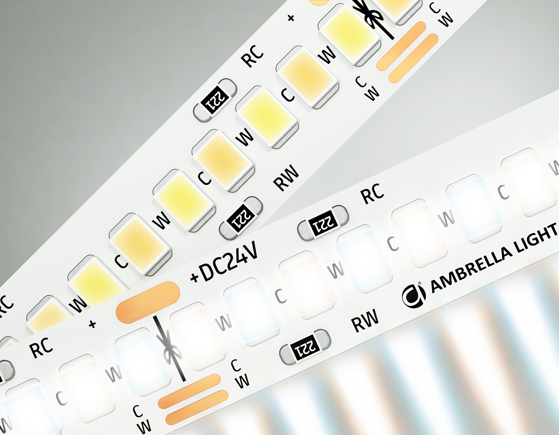 Светодиодная лента с регулировкой температуры света 2835 240Led 18W 24V IP20 CCT 3000-650 Ambrella light GS GS4151