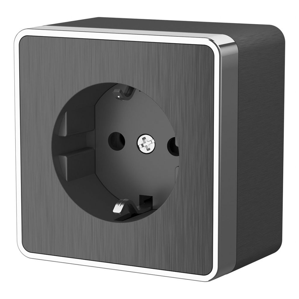 Розетка с заземлением графит рифленая Werkel Gallant W5071004 4690389164484 a051339