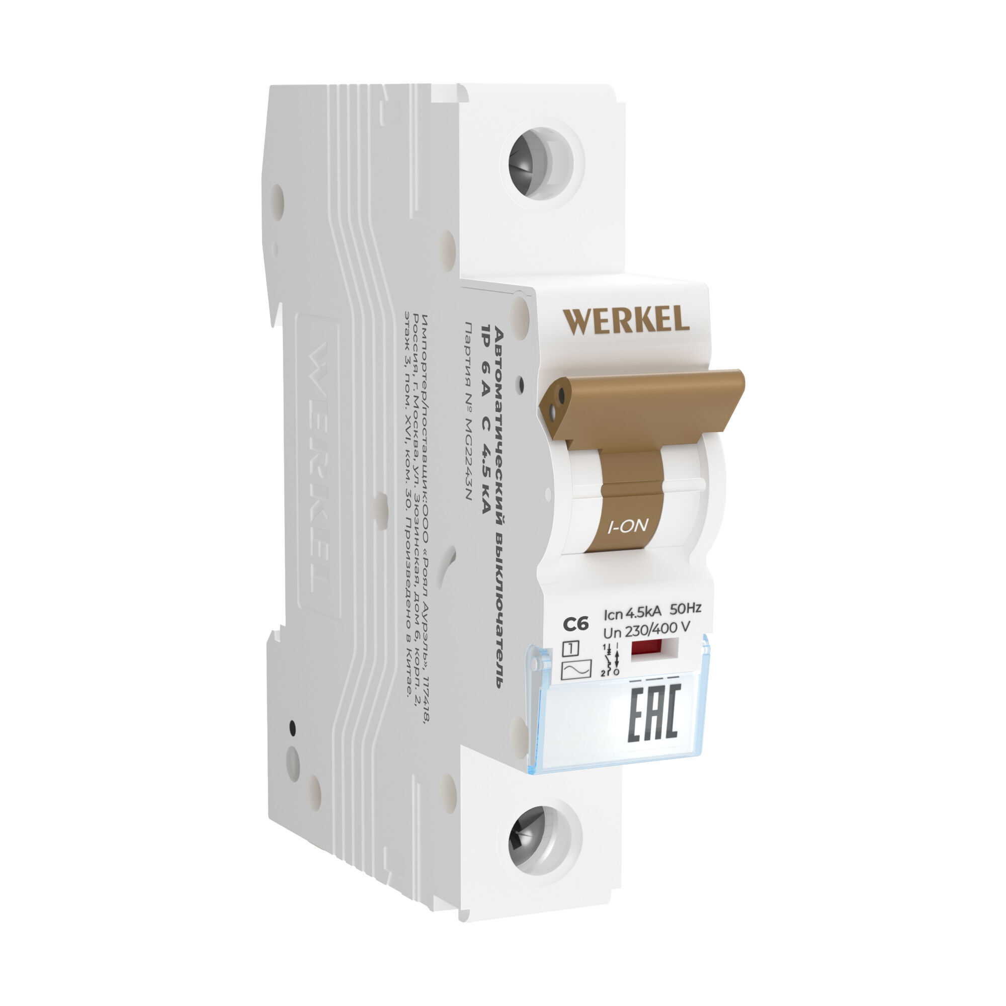 Автоматический выключатель 1P 6 A C 4,5 kА Werkel W901P064 (a062486)