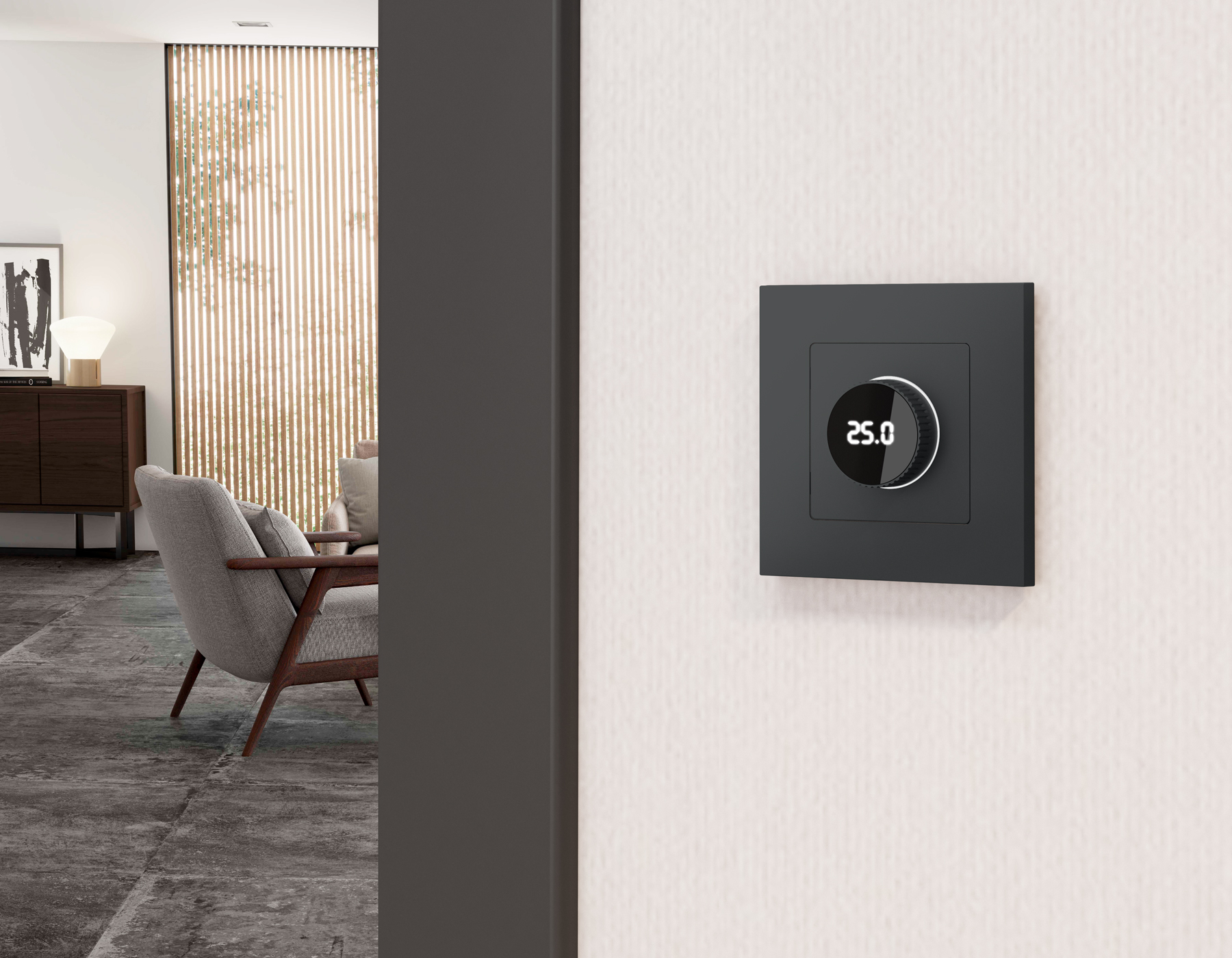 Комплект механизма терморегулятора с цифровым дисплеем с подсветкой и датчиком для теплого пола 16A-250V Ambrella Volt Alfa MA905810