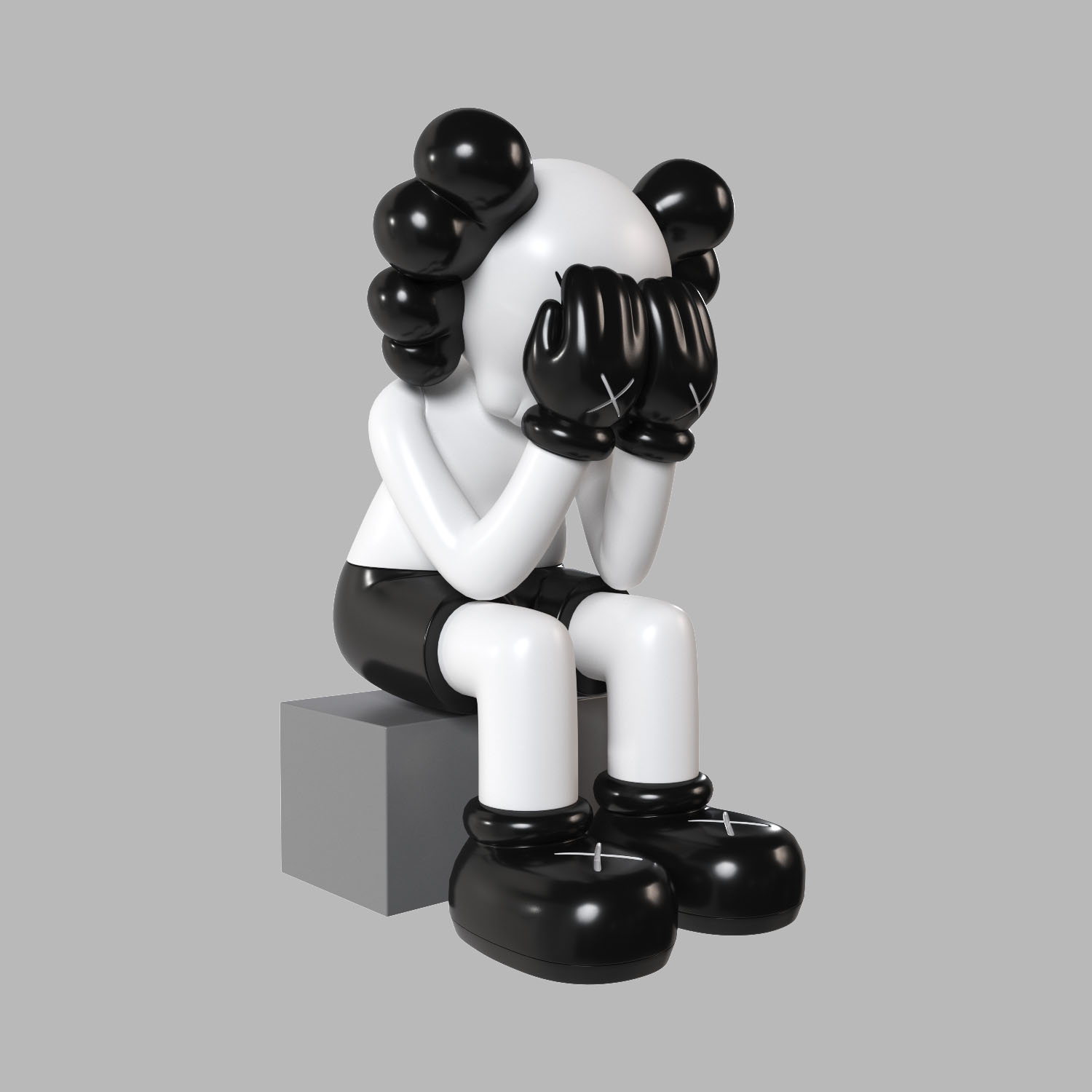 Дизайнерская статуэтка Ledron KAWS чёрно-белый