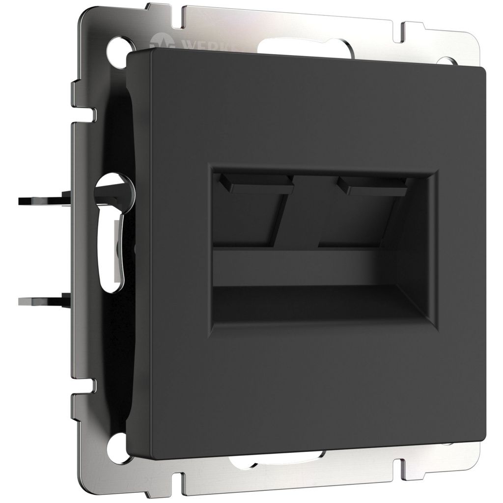 Розетка двойная Ethernet RJ-45 черная матовая Werkel W1182208 4690389157004 a051616