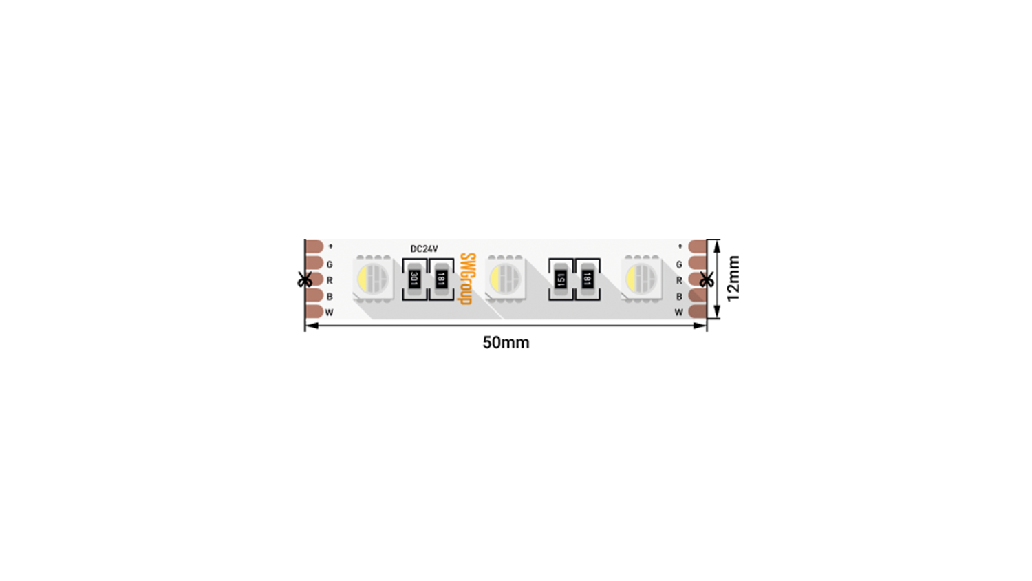 Светодиодная лента 3М 19,2Вт/м 24V IP20 SWG SWG560-24-19.2-RGB+W-M