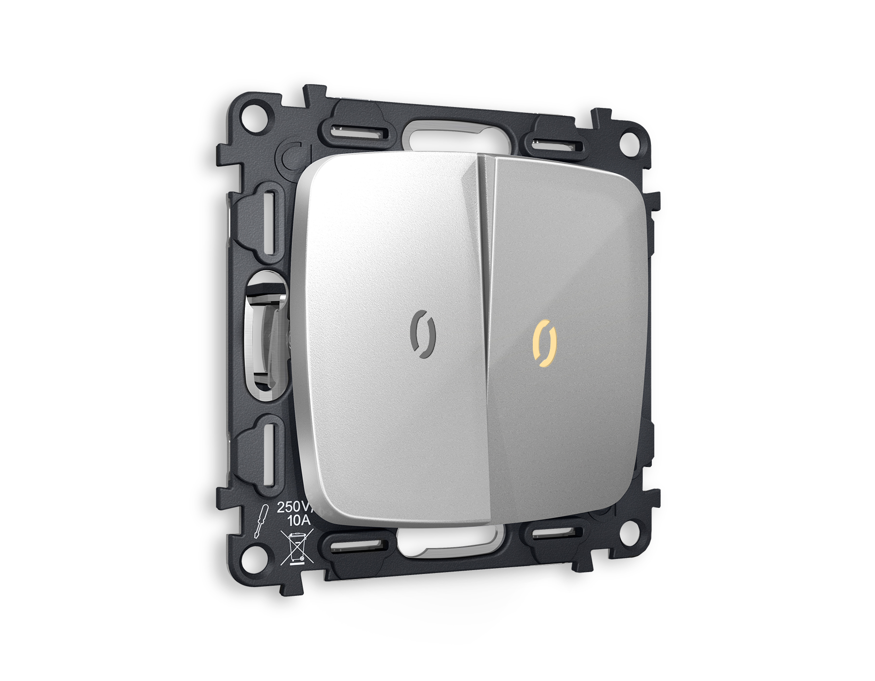 Комплект механизма 2-клавишного выключателя с подсветкой 3200K Ambrella Volt OMEGA MO404010