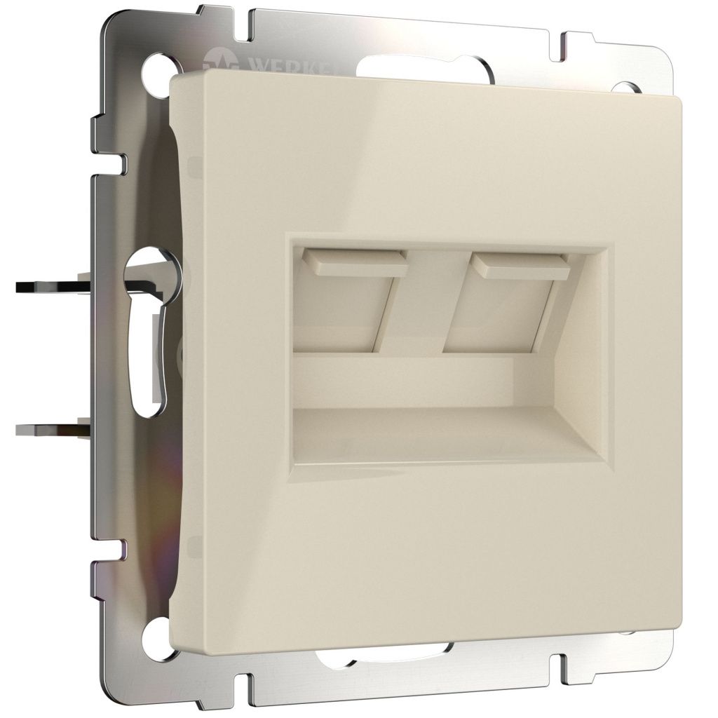 Розетка двойная Ethernet RJ-45 слоновая кость Werkel W1181103 4690389155864 a051489