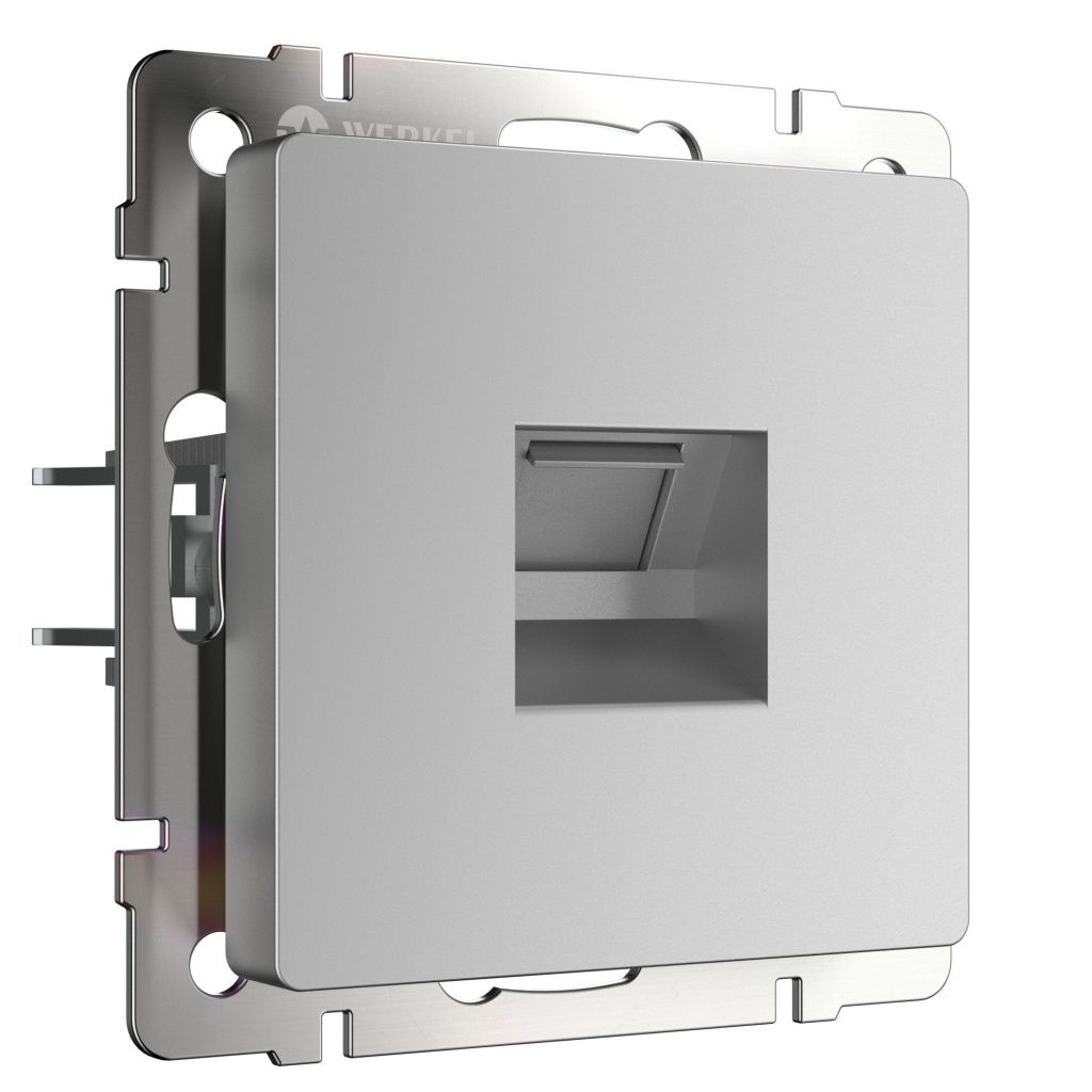 Телефонная розетка RJ-11 серебряная Werkel W1182006 4690389156496 a051516