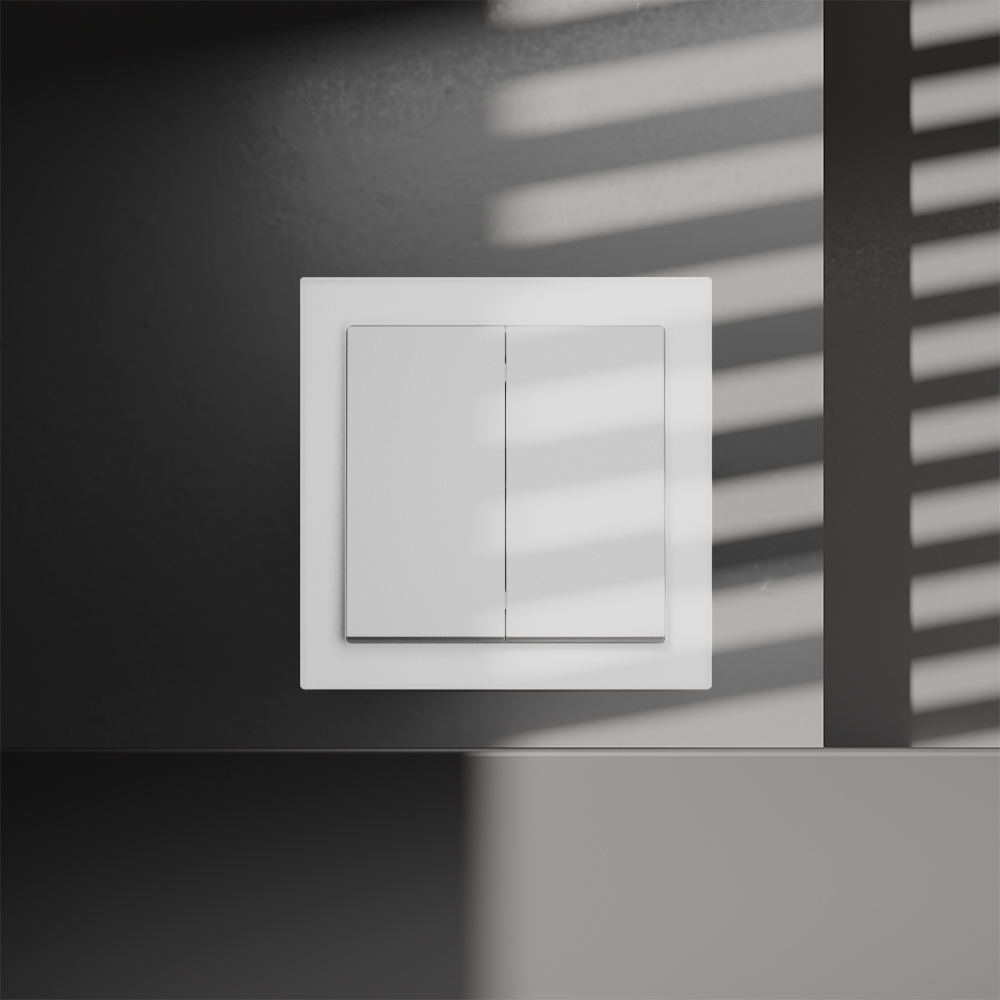 Выключатель двухклавишный перекрестный встраиваемый 10А Voltum S70 (белый) VLS020502