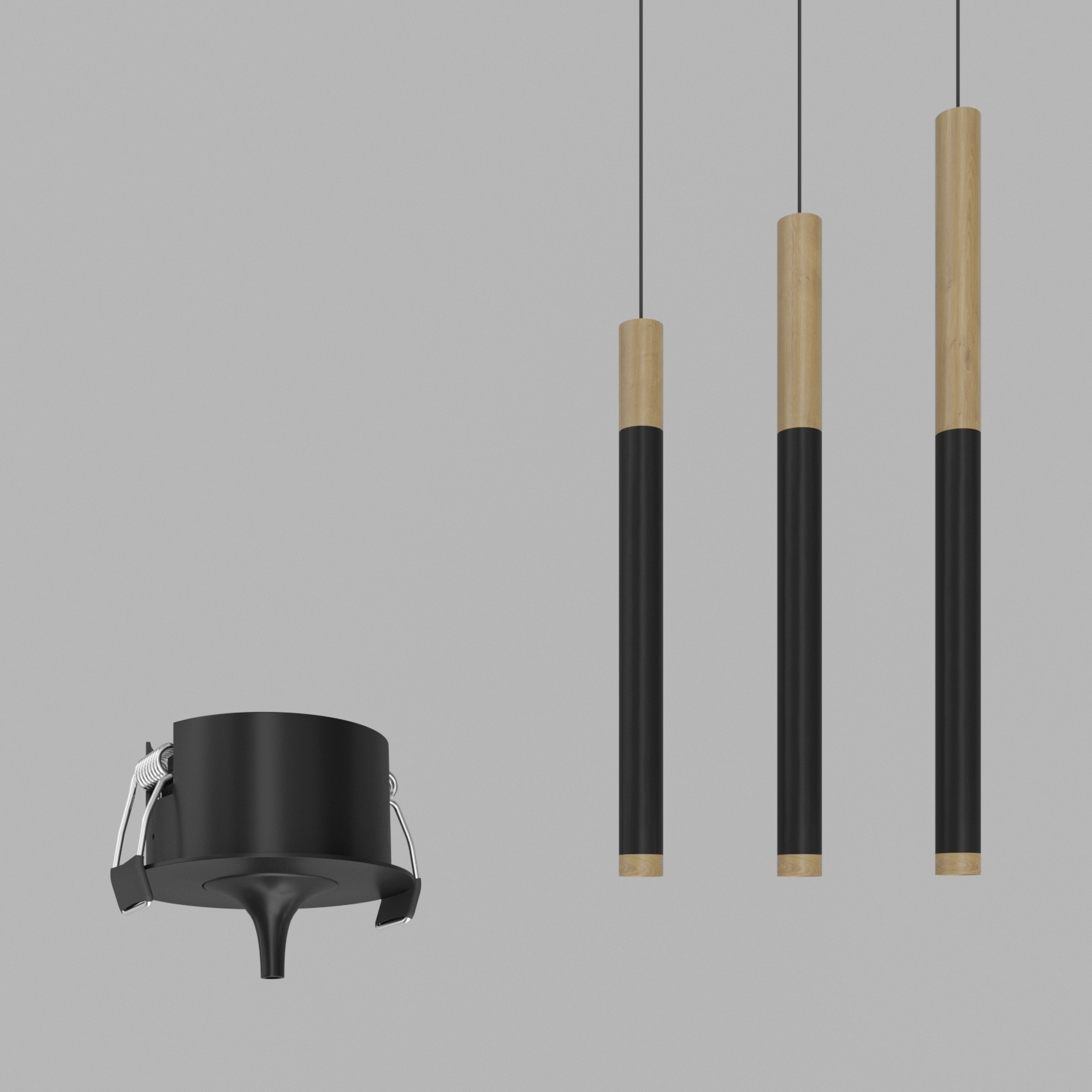 Светильник подвесной светодиодный Ledron SAGITONY-R-BASIC-T40-Wooden-300-Black