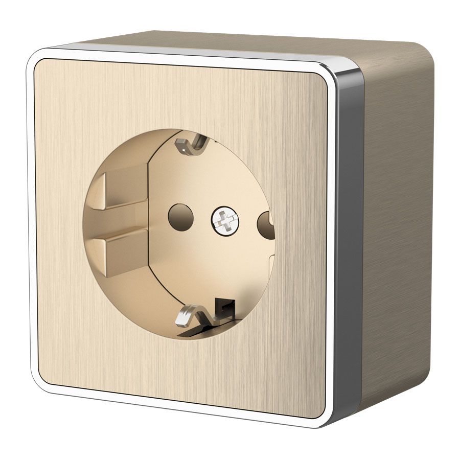 Розетка с заземлением и шторками шампань рифленая Werkel Gallant W5071110 4690389164552 a051047