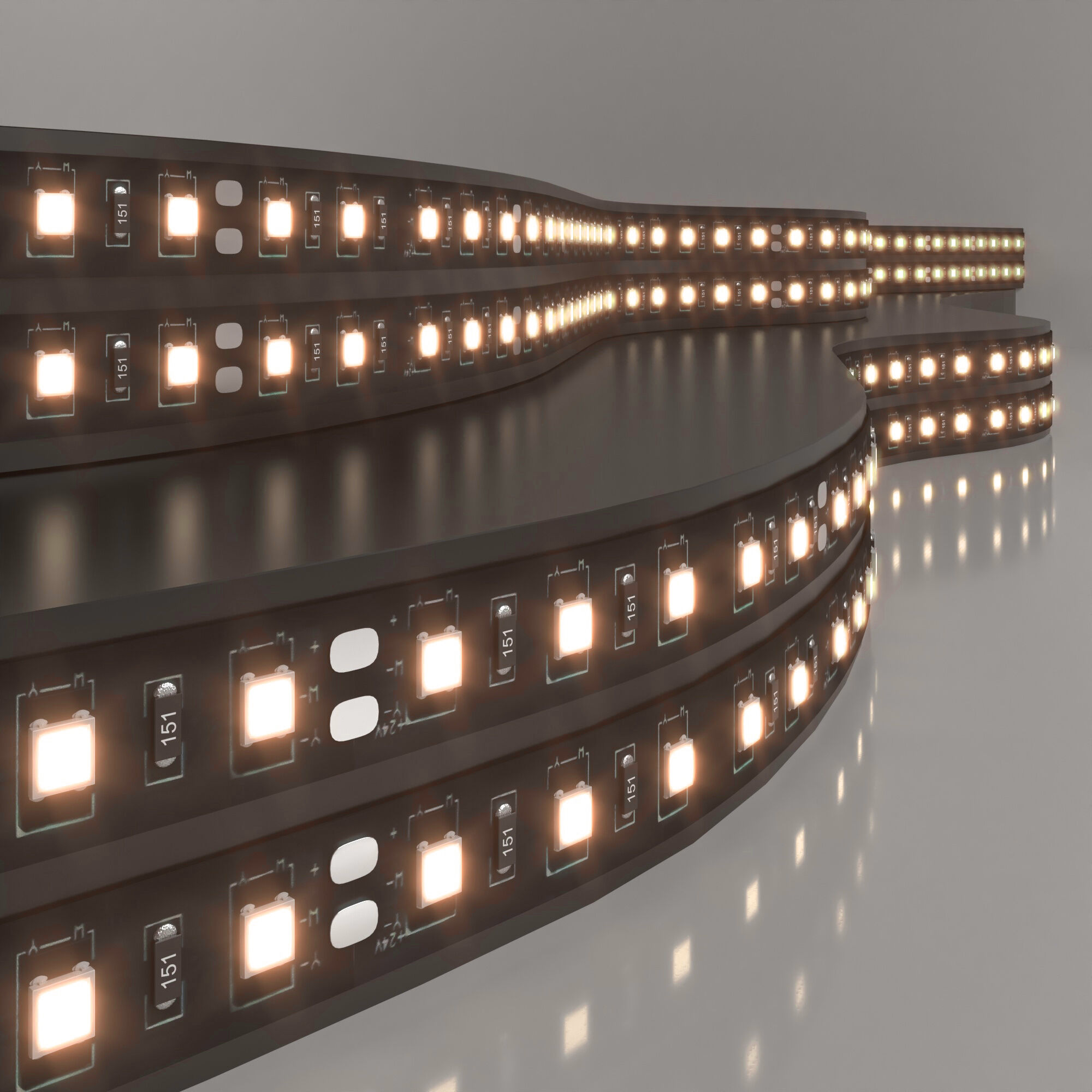 Лента светодиодная 120Led 9,6W IP20 3300K тёплый белый (2835 24V 120Led 9,6W IP20 Black) 2835 24V 120Led 9,6W IP20 Black a063872
