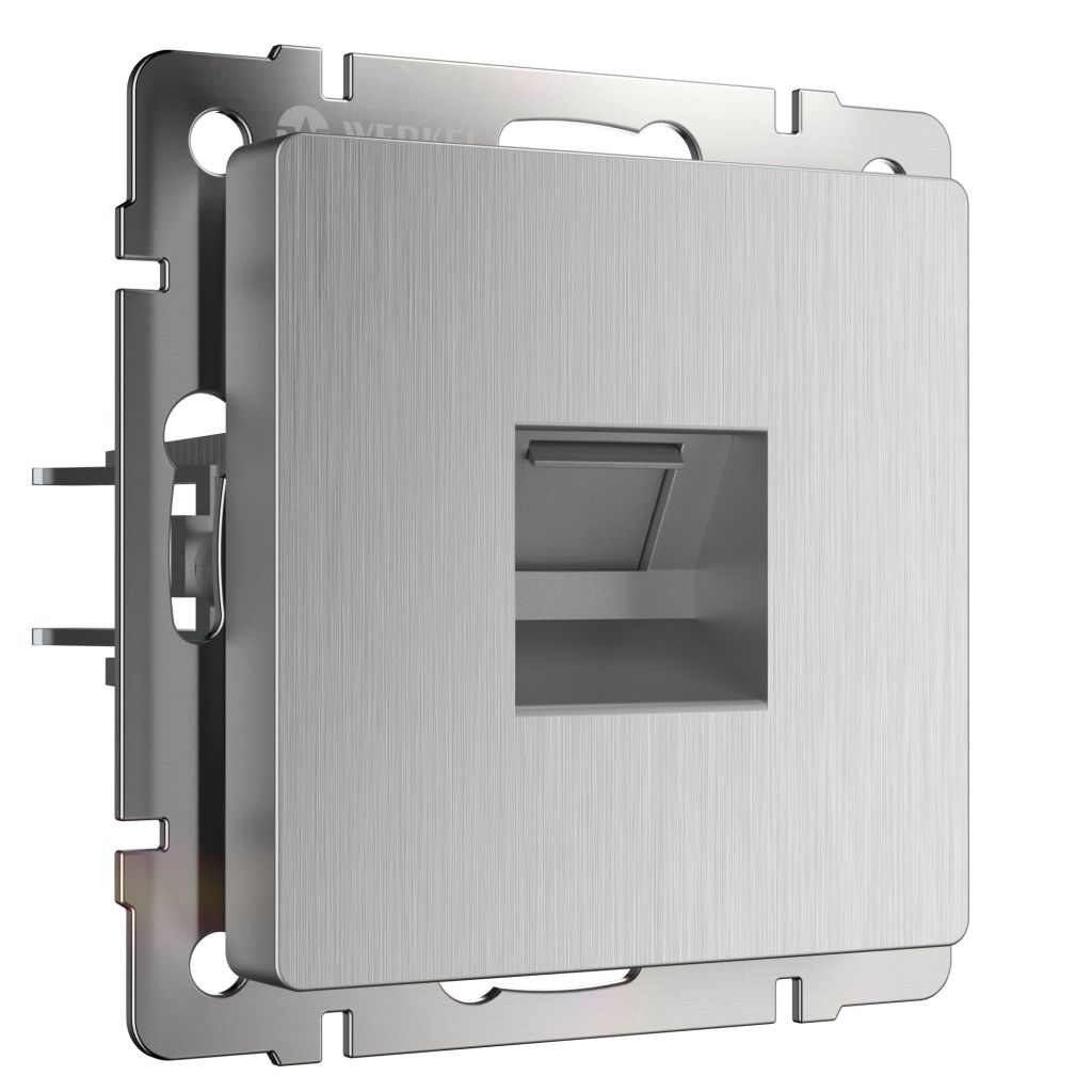Розетка Ethernet RJ-45 cеребряная рифленая Werkel W1181009 4690389159886 a051360