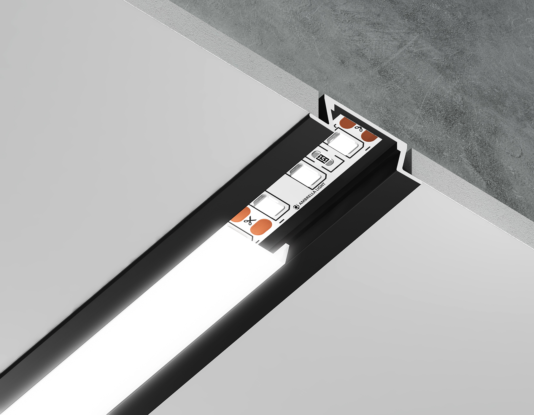 Встраиваемый профиль для ленты Ambrella light ILLUMINATION GP1001BK