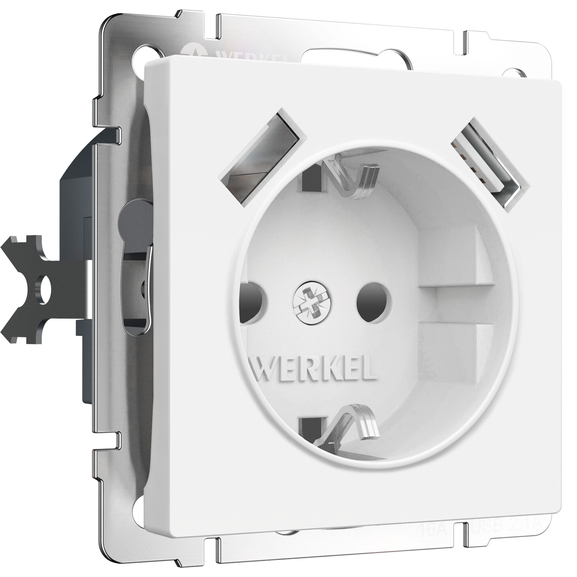 Розетка с заземлением, шторками и USBх2 Werkel W1171561 (a062406)