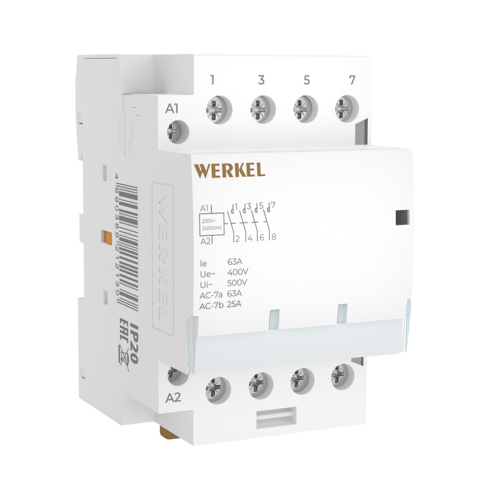 Контактор модульный 63 A 4NO (3 мод.) Werkel W943M63O a069478