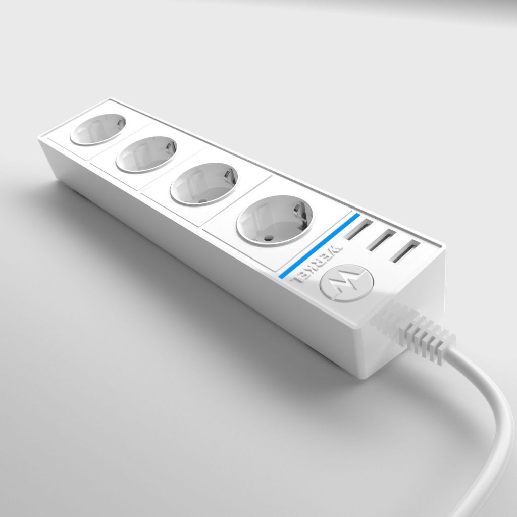 Розеточный блок 4-х местный + 3 USB Werkel WL20-04-03 белый a039974