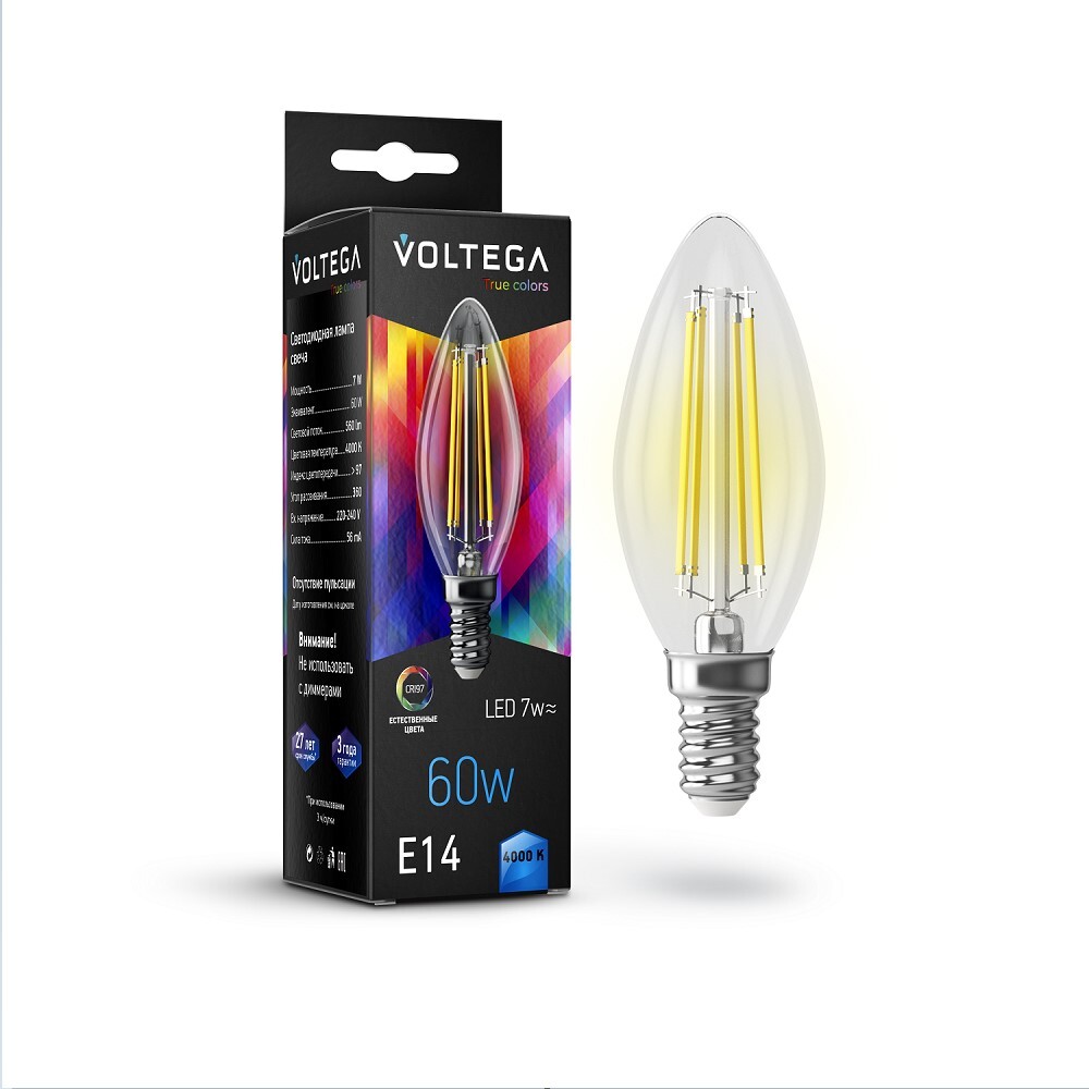 Филаментная лампа Voltega Cangle E14 7W 4000K High CRI 7153