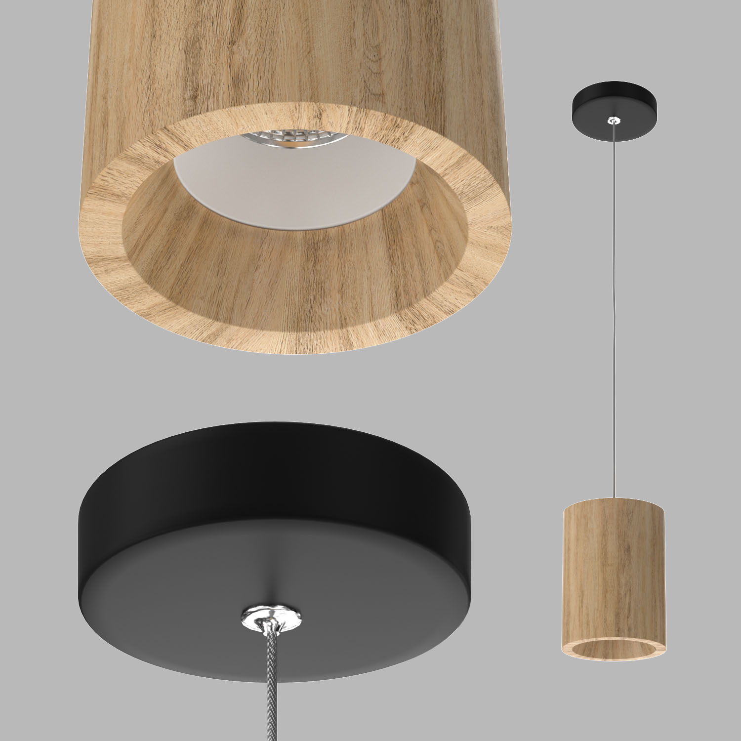 Светильник подвесной светодиодный Ledron Wooden-Glass-White