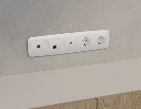 Комплект механизма компьютерной розетки RJ-45 (8P8C) CAT6A экранированной с защитной шторкой Ambrella Volt Omega MO112005 Комплект механизма компьютерной розетки RJ-45 (8P8C) CAT6A экранированной с защитной шторкой Ambrella Volt Omega MO112005