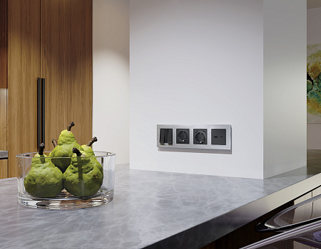 Лицевая панель для электрической розетки с заземлением со шторками 2USB A+C QUANT Ambrella Volt ALFA AP9100 Лицевая панель для электрической розетки с заземлением со шторками 2USB A+C QUANT Ambrella Volt ALFA AP9100