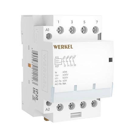 Контактор модульный 40 A 4NO (3 мод.) Werkel W943M40O a069477
