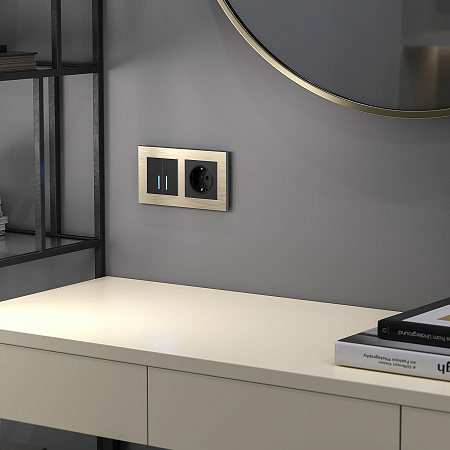 Сенсорный выключатель двухклавишный с подсветкой 1000 Вт Werkel W4520008 a057679 Сенсорный выключатель двухклавишный с подсветкой 1000 Вт Werkel W4520008 a057679