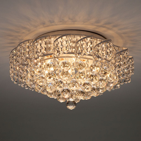 Хрустальная люстра Eurosvet Charm 16017/9 белый с серебром Strotskis 00000078616 Хрустальная люстра Eurosvet Charm 16017/9 белый с серебром Strotskis 00000078616