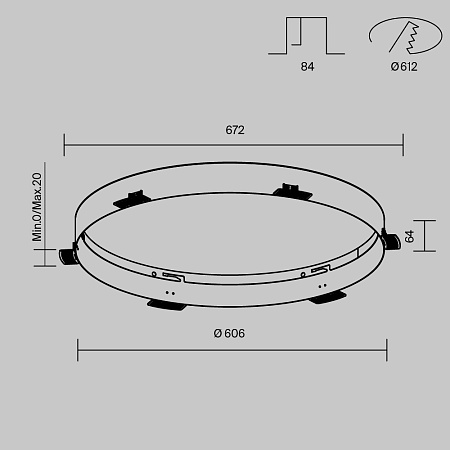 Основание для безрамочной установки светильника Zon в ГКЛ Maytoni Downlight DLA032-TRS90-W