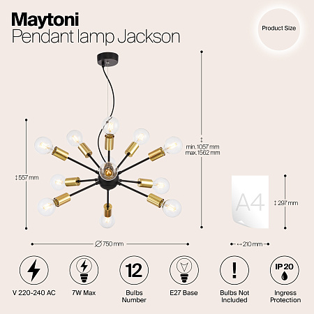 Люстра подвесная Maytoni Jackson T546PL-12B