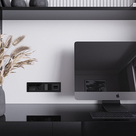 Накладка для двойной розетки Еthernet RJ-45 Werkel черный W1191148 Накладка для двойной розетки Еthernet RJ-45 Werkel черный W1191148