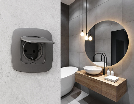 Лицевая панель для электрической розетки с заземлением со шторками и крышкой IP44 QUANT Ambrella Volt OMEGA OP6580 Лицевая панель для электрической розетки с заземлением со шторками и крышкой IP44 QUANT Ambrella Volt OMEGA OP6580