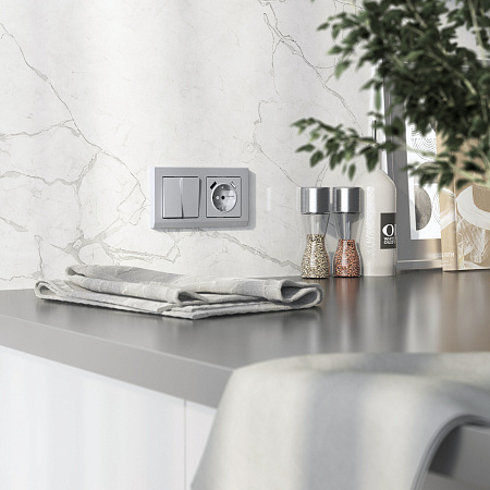 Перекрестный выключатель двухклавишный Werkel серебро W1123065 Перекрестный выключатель двухклавишный Werkel серебро W1123065