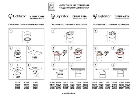 Адаптер для однофазного шинопровода к 21383х/21483х Lightstar Asta 592067