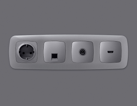 Комплект механизма компьютерной розетки RJ-45 (8P8C) CAT6A экранированной с защитной шторкой Ambrella Volt Omega MO512005 Комплект механизма компьютерной розетки RJ-45 (8P8C) CAT6A экранированной с защитной шторкой Ambrella Volt Omega MO512005