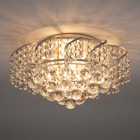 Хрустальная люстра Eurosvet Charm 16017/6 белый с серебром Strotskis 00000078615 Хрустальная люстра Eurosvet Charm 16017/6 белый с серебром Strotskis 00000078615