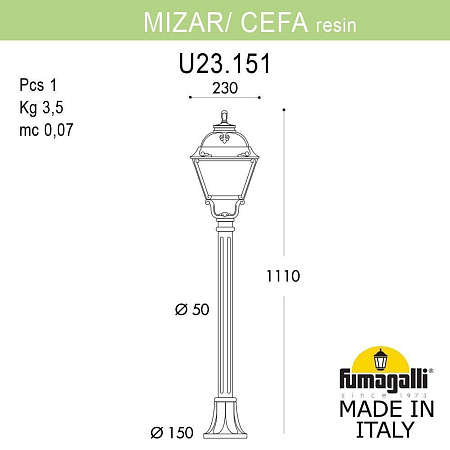 Ландшафтный светильник FUMAGALLI MIZAR.R/CEFA U23.151.000.AXF1R